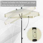 Parasol rectangulaire inclinable alu acier polyester haute densité diamètre 2 m beige clair