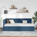 vidaXL Cadre de lit d'angle avec tête de lit Bleu 90 x 200 cm tissu