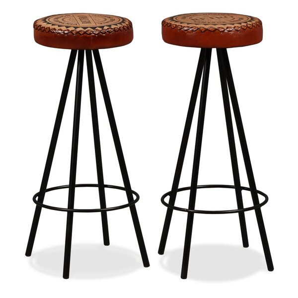 vidaXL Tabourets de bar lot de 2 cuir véritable