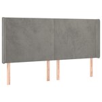 vidaXL Tête de lit à LED Gris clair 183x16x118/128 cm Velours