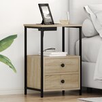 vidaXL Table de nuit avec station de chargement 2 Pièces Chêne sonoma