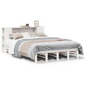 vidaXL Lit bibliothèque sans matelas blanc 140x190 cm bois massif