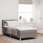 vidaXL Lit à Ressorts avec matelas Taupe 100 x 200 cm tissu