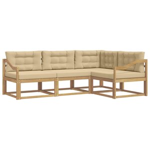 vidaXL Ensemble de canapés d'extérieur 3 pc Blanc et Beige Polyester