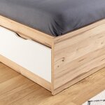 Lit adulte scandinave 3 tiroirs chêne et blanc mat - 140 x 190 cm VANKKA