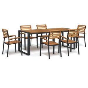 vidaXL Ensemble à manger de jardin 7 Pièces bois d'acacia solide et métal