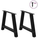 vidaXL Pieds de table basse en forme de A  2 pièces  noir  60 x (42-43) cm  acier
