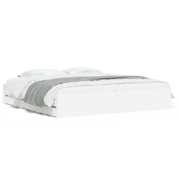 vidaXL Cadre de lit avec tiroirs sans matelas blanc 180x200 cm
