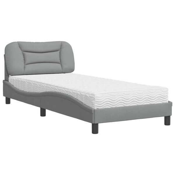 vidaXL Lit avec matelas Hvar gris clair 90x190 cm tissu