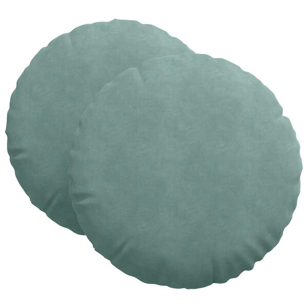 vidaXL Coussins de siège 2 Pièces Vert Mer Ø 40 x 13 cm Velours