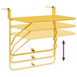 vidaXL Table Suspendue de Balcon Moutarde 60 x 39 x 65 cm Acier