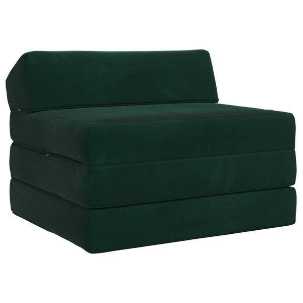 vidaXL Canapé-lit pliable Vert foncé 200 x 70 x 10 cm Velours