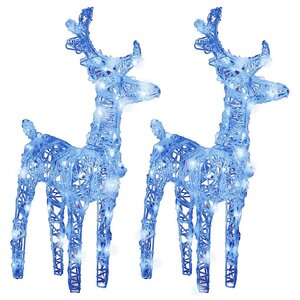 vidaXL Rennes de Noël 2 Pièces 80 LED Bleu Acrylique