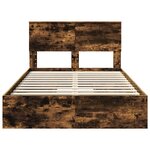 vidaXL Lit de Rangement Chêne fumé 135 x 190 cm Bois d'ingénierie
