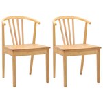 vidaXL Chaise de salle à manger 2 pc Bois de caoutchouc massif Naturel
