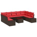 vidaXL Ensemble de canapé de jardin 10 Pièces Marron polyrotin