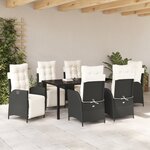 vidaXL Ensemble de jardin de 7 pièces en poly rattan noir