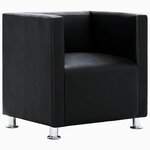 vidaXL Fauteuil cube noir similicuir