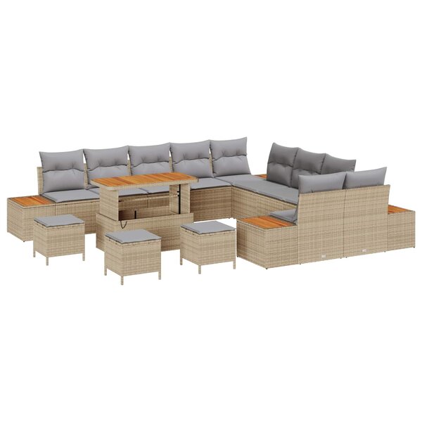 vidaXL Ensemble de canapé de jardin 14 Pièces Beige et Gris clair
