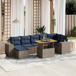 vidaXL Salon de jardin 8 Pièces avec coussins gris résine tressée