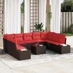vidaXL Ensemble de canapé de jardin 10 Pièces Marron polyrotin