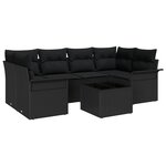 Ensemble de 7 Pièces de Canapé de Jardin avec Coussins Noir Poly Rattan