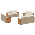 vidaXL Salon de jardin avec coussins 12 Pièces beige résine tressée