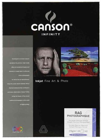 INFINITY Papier photo Rag Photographique, 210 g/m2, 25 feuilles CANSON