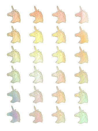 Sticker holographique Licorne 2 5x1 8 cm 24 pièces