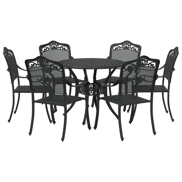 Ensemble de jardin 7 pièces vidaXL en aluminium noir