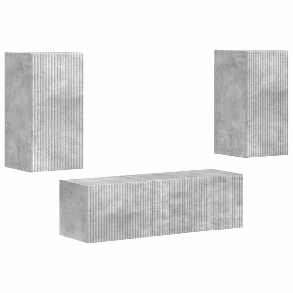 vidaXL Ensemble de meuble TV mural 4 Pièces Gris béton Bois d'ingénierie