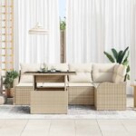 vidaXL Ensemble de canapé de jardin 6 Pièces Beige Poly Rattan