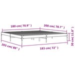 vidaXL Cadre de lit chêne marron 180x200 cm bois d'ingénierie et métal