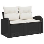 Ensemble de canapé de jardin 7 pièces avec coussins noirs en rotin synthétique