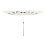 Parasol de jardin carré vidaXL avec lumières LED 295x245 cm blanc sable
