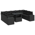 vidaXL Salon de jardin 10 Pièces avec coussins noir résine tressée
