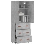 vidaXL Buffet haut Gris béton 69 5x34x180 cm Bois d'ingénierie