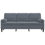 vidaXL Canapé 3 places avec oreillers gris foncé 180 cm velours