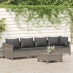 vidaXL Salon de jardin 5 Pièces avec coussins Gris Résine tressée