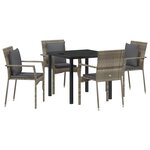 vidaXL Ensemble de salle à manger de jardin de 5 pièces avec coussins gris poly rotin