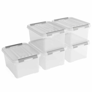 Curver boîtes de rangement handy+ 5 pièces avec couvercle 15l transparent