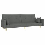 vidaXL Canapé-lit à 2 places avec repose-pied gris foncé tissu