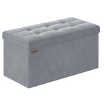 Banc de rangement pouf en velours avec couvercle avec 2 boîtes séparateur amovible capacité de charge 300 kg pour couloir salon chambre gris 12_0004158