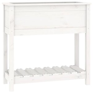 vidaXL Jardinière avec étagère Blanc 82 5x34 5x81cm Bois massif de pin