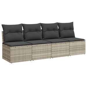 vidaXL Canapé de jardin et coussins 4 places gris clair résine tressée