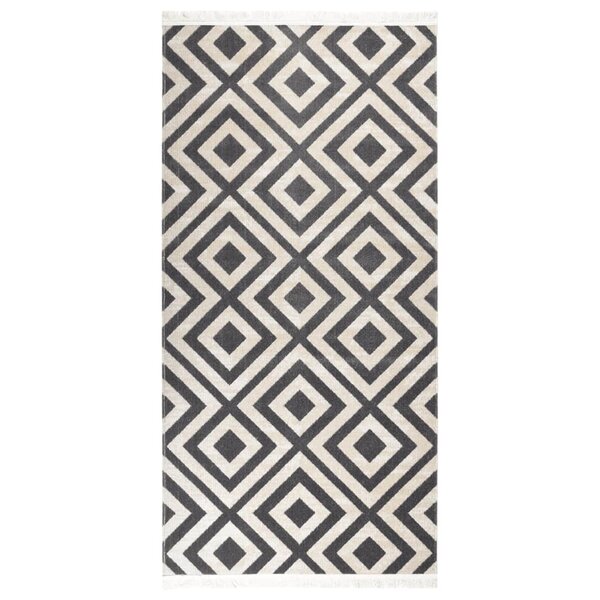 vidaXL Tapis à tissage plat d'extérieur 100x200 cm Noir et beige clair