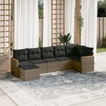 vidaXL Salon de jardin avec coussins 7 Pièces gris résine tressée
