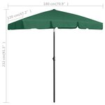 vidaXL Parasol de plage vert 180x120 cm