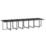 vidaXL Ensemble à manger de jardin coussins 19 Pièces Résine tressée Gris