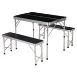 Redcliffs Ensemble de table pliable et 2 bancs de camping Noir